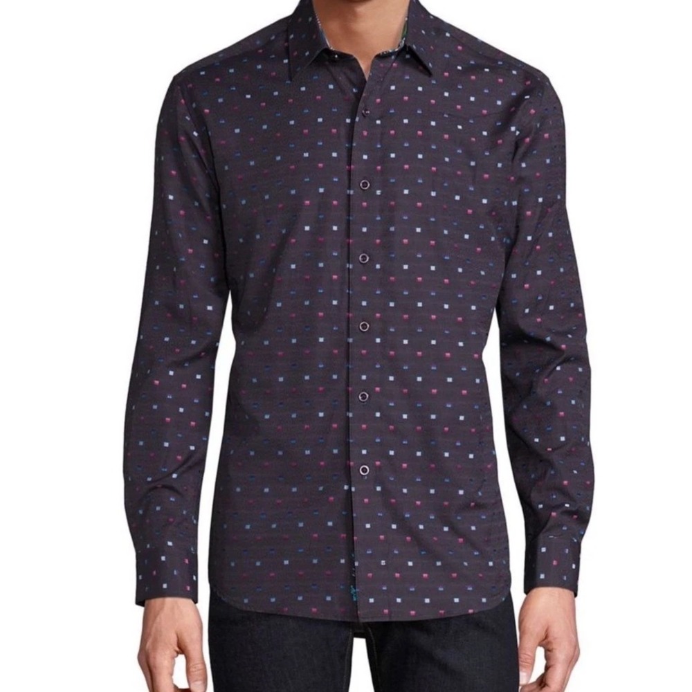 Robert Graham Orion Arm Space Dye Woven Shirt Long Sleeve Flip cuff size 2XL - Picture 2 of 12